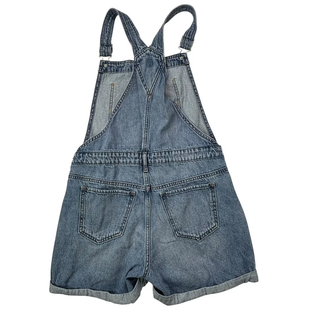 Gap Kids Denim Overalls Shorts Girls XXL Ripped Distressed Light Wash